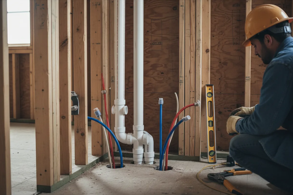 Drain and supply rough-in during Drain Cleaning in Loveland