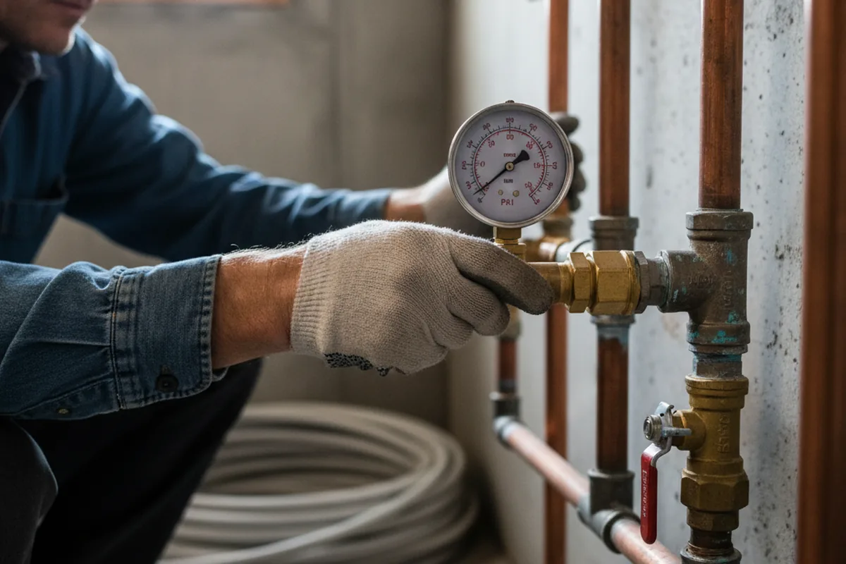 Pressure testing a repaired line during Water Line Repair in Loveland